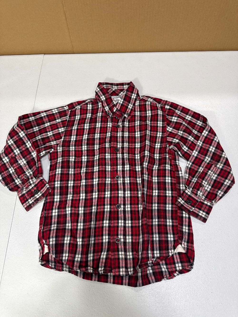Hartstrings Red Plaid Button Down Shirt Boys Size 5 Long Sleeves
